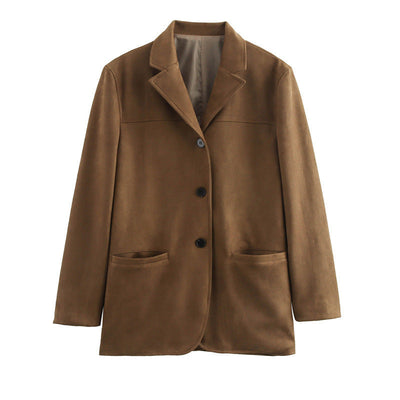 Chic Suede Blazer Jacket for Women