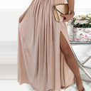 Women’s Shimmering Bodice Evening Dress with Flared Skirt