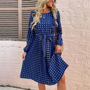 Chic Women's Long-Sleeve Dress with Polka Dot Design
