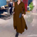 Chic Long Blouse Dress with Side Pockets