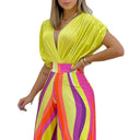 Floral Print Women's Blouse and Wide Leg Pant Set