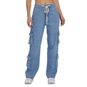 Chic Women's Cargo Jeans with Relaxed Fit & Handy Pockets