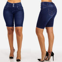 High-Waisted Denim Shorts with Chic Button Accents