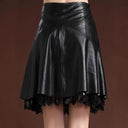 Chic Faux Leather Skirt with Lace Decoration