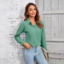 Chic Women's Long-Sleeve Blouse with Textured Design