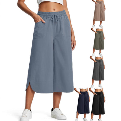 Chic Women's Culottes with Stretch Waist and Handy Pockets