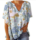 Floral V-Neck Women's Blouse Top