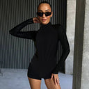 Chic Women's Long Sleeve Bodysuit with High Collar