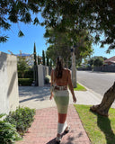 Chic Women's Maxi Skirt with Striped Cut-Out Design
