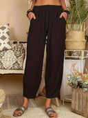 Women's Palazzo Pants with Elastic Waist and Pockets