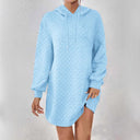 Textured Pattern Long Sleeve Hooded Women's Dress