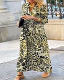 Trendy Leopard Print Maxi Dress with Wrap Design
