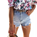 Trendy High-Waist Destroyed Denim Shorts for Women