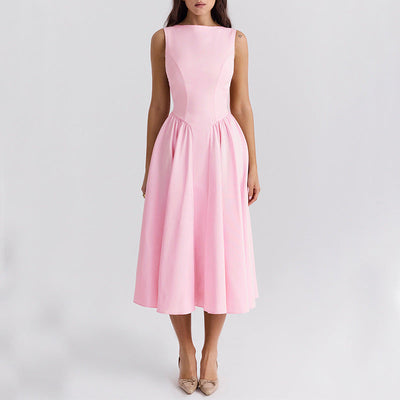 Flared Cocktail Dress with Waist Accents for Women
