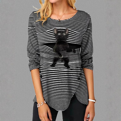 Cat Design Women's T-Shirt for Everyday Wear