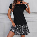 Chic Women's Short Sleeve Dress with Playful Skirt