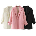 Chic Women's Blazer Jacket with Textured Fabric