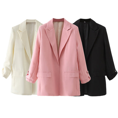 Chic Women's Blazer Jacket with Textured Fabric