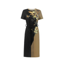 Floral-Designed Women's Dress with Side Belt