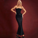Women's Floor-Length Shimmering Waist Dress with Gathered Skirt