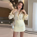 Chic Women's Cut Shirt & Mini Skirt Ensemble