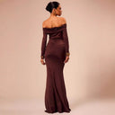 Off-Shoulder Women's Evening Dress with Chic Gathering