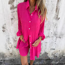Chic Women's Cotton Shorts Set with Oversized Top