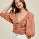 Chic Puff Sleeve Women's Cropped Blouse