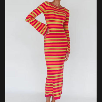 Chic Striped Long Sleeve Dress for Women