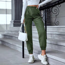 Women's Elastic Waist Cargo Pants with Side Pockets