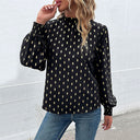 Chic Women's Blouse with Stylish Pattern and Stand-Up Collar