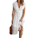 Women's Flowing Button-Detail Shirt Dress