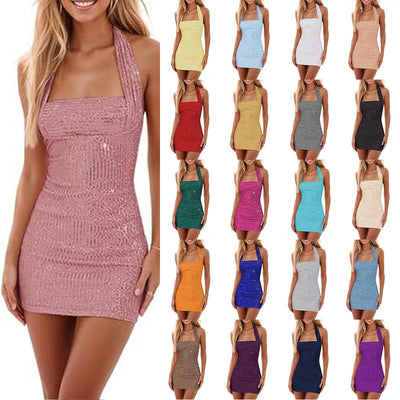 Chic Mini Dress with Square Neckline & Spaghetti Straps