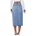 Chic Women's High Waist Denim Skirt with Side Slit