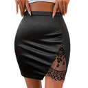 Chic High-Cut Pleated Skirt with Lace Trim