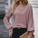 Chic Blouse with Pleated Sleeves for Females