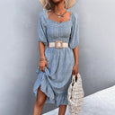 Chic Women's Ruffle Dress with Elastic Waist