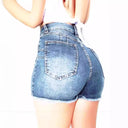 Chic High-Waisted Denim Shorts with Frayed Hem