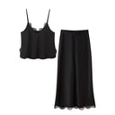 Chic Midi Skirt with Lace Accents