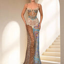 Chic Lace Dress with Animal Print Accents