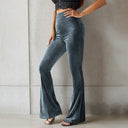 Velvety Striped Flare Pants for Women