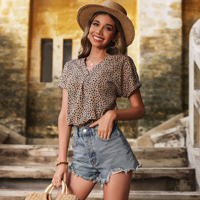 Trendy Women's Blouse with Animal Print Design