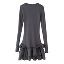 Chic Women's Long Sleeve Ruffled Hem Dress