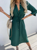 Adjustable Belt Women's Shirt Dress - Stylish and Chic