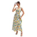 Chic Women's Geometric Maxi Dress with V-Neck
