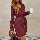 Chic Women's Belted Shirt Dress with Pockets
