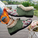 Flower-Designed Women's Slippers with Plush Lining