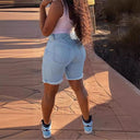 Trendy Women's Denim Shorts with Vibrant Fringe Design