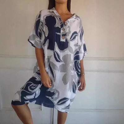 Floral-Designed Women's Hooded Dress