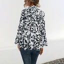 Chic Ruffled Blouse with Leopard Print Design